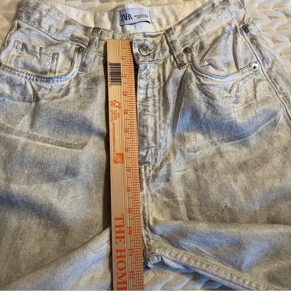 Zara Silver Metalic Jeans Size 2 wide leg - Picture 13 of 14
